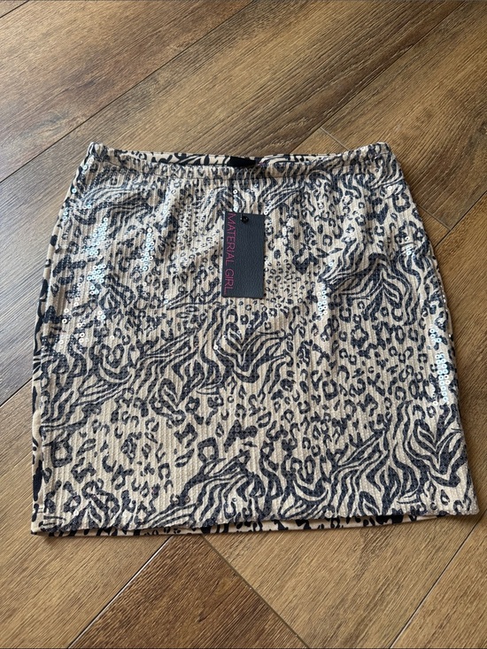 Material Girl Dresses & Skirts - Material Girl Beige and Black Sequined Animal Print Mini Skirt. Size M